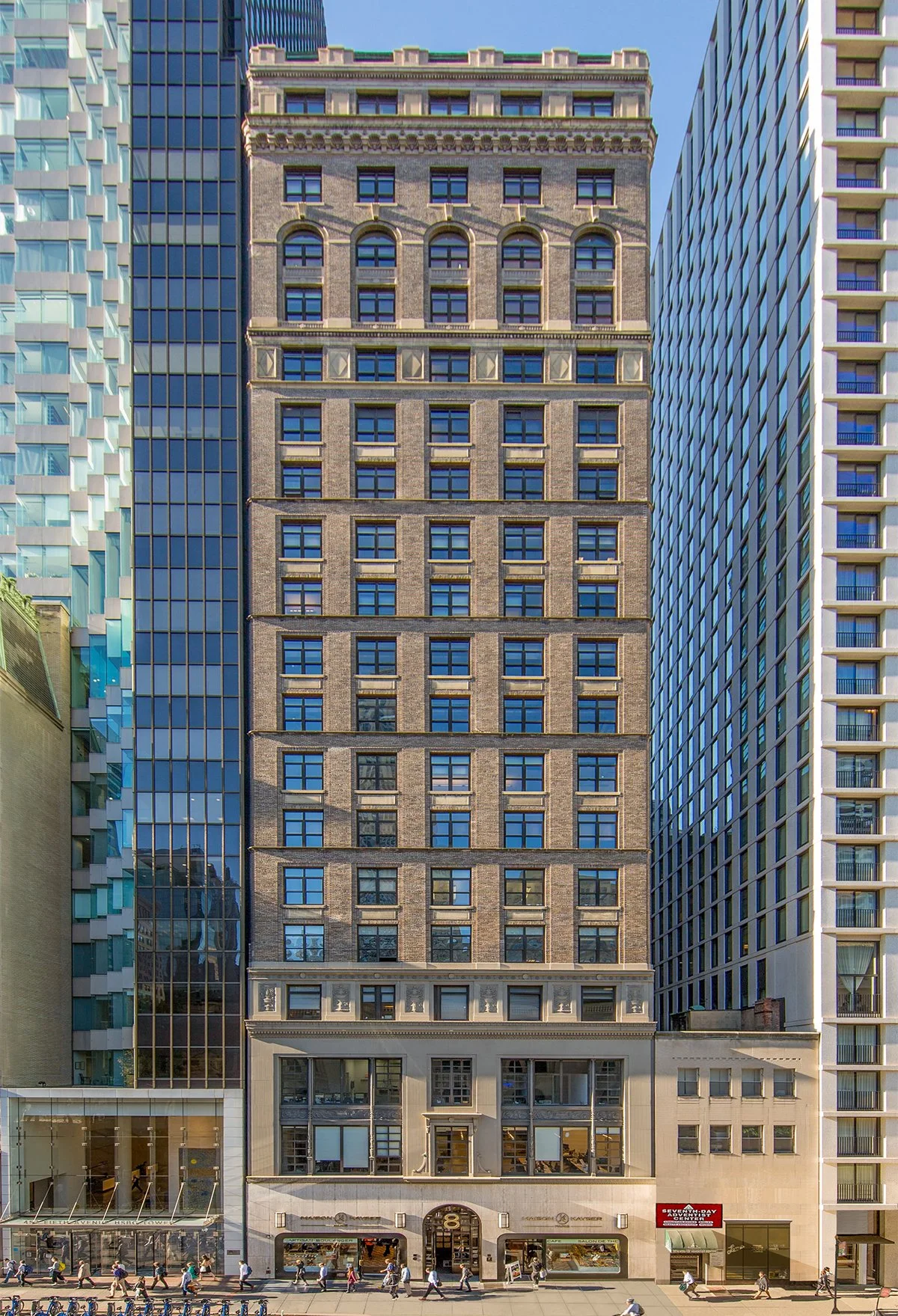 View of the exterior of 8 West 40th Street.