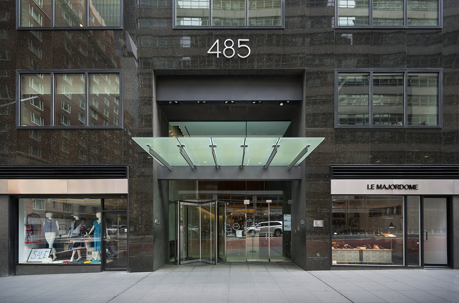 A view of the entrance to 485 Madison Avenue