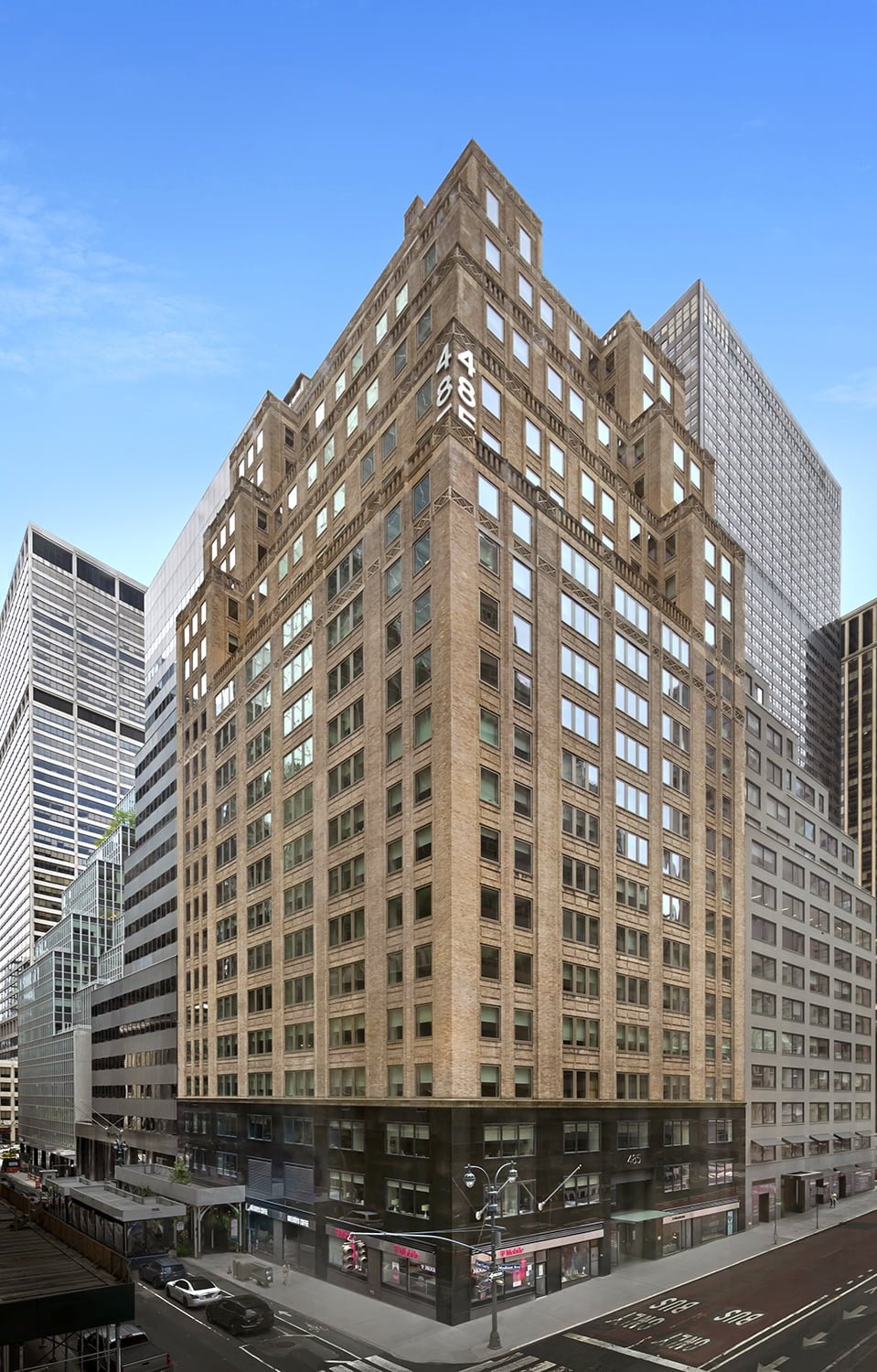 A view of the exterior of 485 Madison Avenue